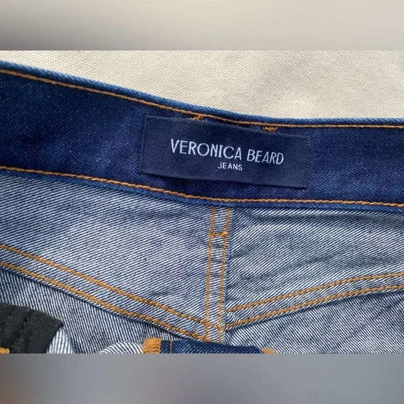 Veronica Beard Dark Blue Taylor Relaxed Fit Wide Leg Hi Rise Jeans EUC Casual - Picture 3 of 9